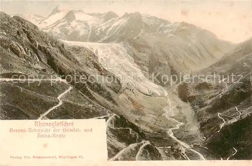 AK / Ansichtskarte  Rhonegletscher_Glacier_du_Rhone_VS Gesamt uebersicht der Grimsel und Furka Route 
