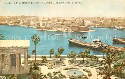 AK / Ansichtskarte  Malta__Insel Grand Harbour showing lower Barracca and St Angelo 