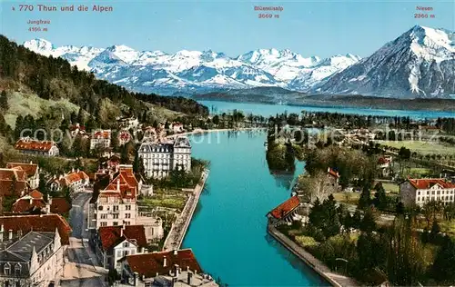 AK / Ansichtskarte  Thun_BE mit Jungfrau Bluemlisalp Niesen Thunersee Thun_BE