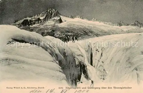 AK / Ansichtskarte Rhonegletscher_Glacier_du_Rhone_VS Naegelisgraefli und uebergang ueber den Rhonegletscher 