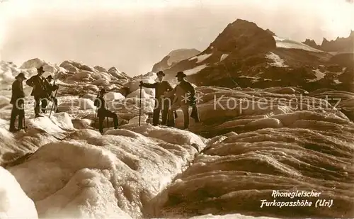 AK / Ansichtskarte Rhonegletscher_Glacier_du_Rhone_VS Bergsteigergruppe Furkapasshoehe 