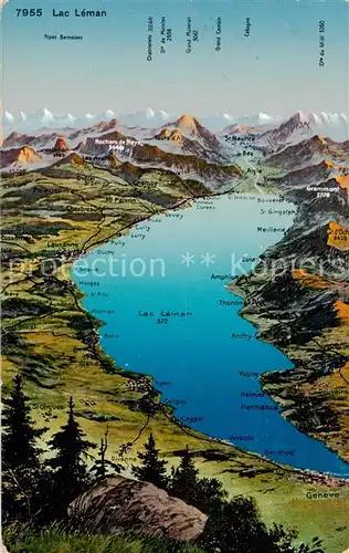 AK / Ansichtskarte Lac_Leman_Genfersee_GE Panoramakarte 