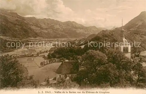AK / Ansichtskarte Gruyeres__Gruyere_FR Vallee de la Sarine vue du Chateau de Gruyeres 