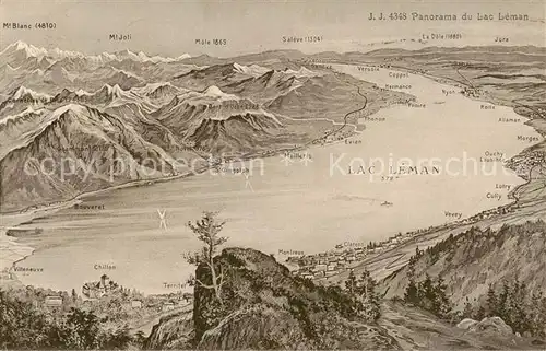 AK / Ansichtskarte Lac_Leman_Genfersee_GE Panoramakarte 