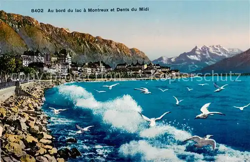 AK / Ansichtskarte Montreux__VD Au bord du lac a Montreux et Dents du Midi 