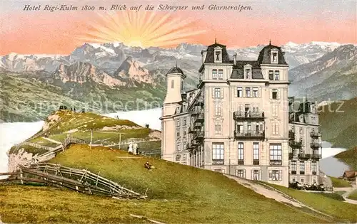 AK / Ansichtskarte Rigi_Kulm Hotel Rigi Kulm mit Schwyzer und Glarneralpen Rigi_Kulm