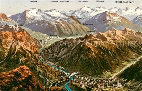 AK / Ansichtskarte Andermatt_UR Panoramakarte mit Gotthard 