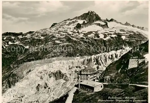 AK / Ansichtskarte Furkastrasse_UR Belvedere Rhonegletscher Naegelisgraetli und Gerstenstock 