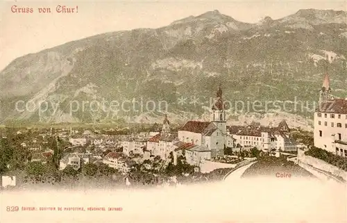 AK / Ansichtskarte Chur_GR Ortsansicht mit Kirche Alpen Chur_GR