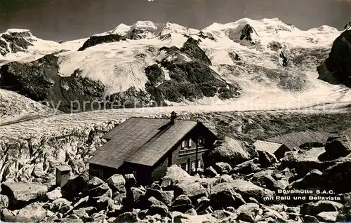 AK / Ansichtskarte Bovalhuette_SAC_2495m_Morteratsch_GR Berghuette mit Palue und Bellavista Gletscher 