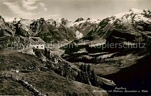 AK / Ansichtskarte Engelberg__OW Panorama Brunnihuette mit Hahnen Spannoerter und Titlis 