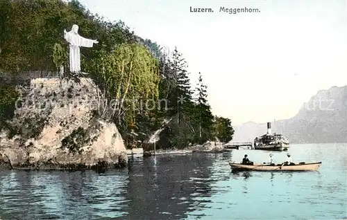 AK / Ansichtskarte Luzern__LU Meggenhorn Christusstatue Dampfer Anleger 
