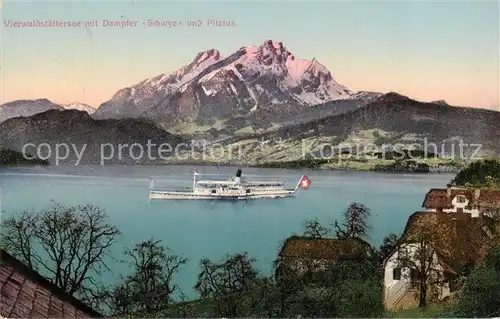 AK / Ansichtskarte Schwyz_SZ Vierwaldstaettersee mit Dampfer Schwyz und Pilatus 