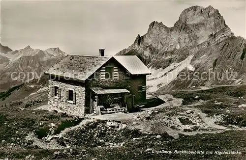 AK / Ansichtskarte Engelberg__OW Ruckhuebelhuette mit Rigidalstoecke Unterwaldner Voralpen 