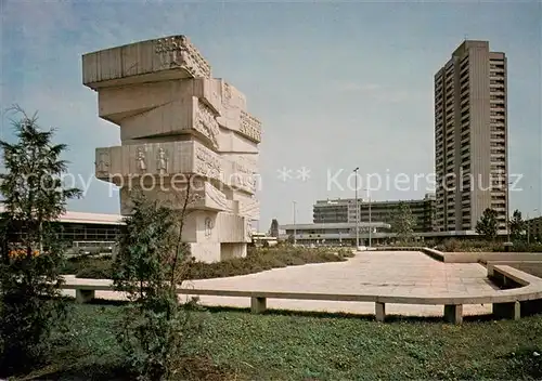 AK / Ansichtskarte  Szolnok_HU Denkmal der 900jaehrigen Stadt Szolnok Hochhaus 