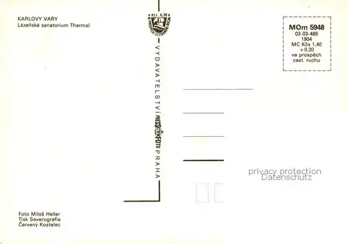 AK / Ansichtskarte  Karlovy_Vary_Karlsbad Lazenske sanatorium Thermal Details 