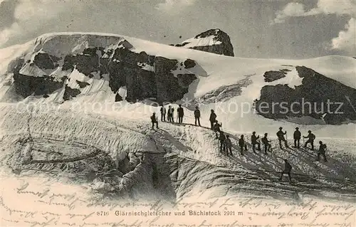 AK / Ansichtskarte Glaernischgletscher_2914m_GL mit Baechistock Bergsteiger Bergwelt Alpen 