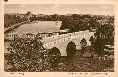 AK / Ansichtskarte  Falkenberg_Sweden Gamla Bron och Reservbron 1927 Falkenberg Sweden