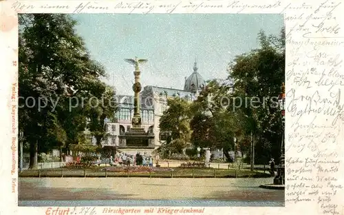 AK / Ansichtskarte  Erfurt Hirschgarten mit Kriegerdenkmal Erfurt