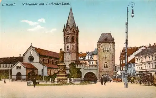 AK / Ansichtskarte 73816620 Eisenach Nikolaitor mit Lutherdenkmal 