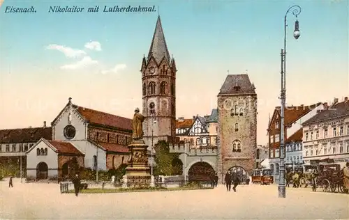 AK / Ansichtskarte  Eisenach Nikolaitor mit Lutherdenkmal 