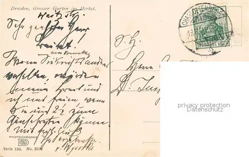 AK / Ansichtskarte  Dresden_Elbe Grosser Garten im Herbst 