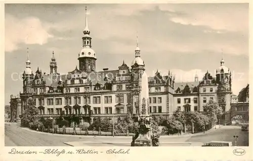 AK / Ansichtskarte  Dresden_Elbe Schloss und Wettin Obelisk Feldpost 