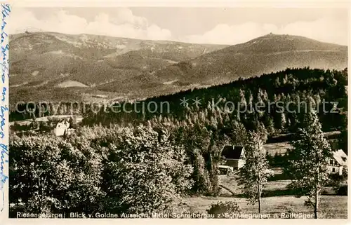 AK / Ansichtskarte  Schreiberhau_Szklarska_Poreba_Riesengebirge_PL Blick von Goldne Aussicht mit Schneegruben und Reiftraeger 