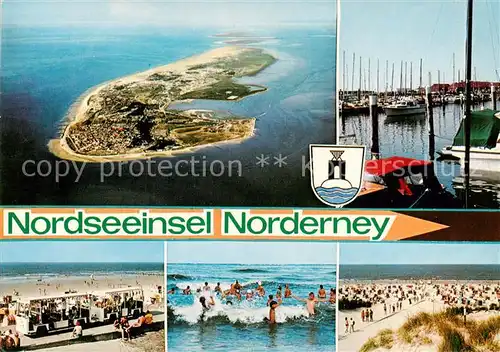 AK / Ansichtskarte 73816713 Norderney_Nordseebad Fliegeraufnahme Bootshafen Strandpartien Norderney_Nordseebad