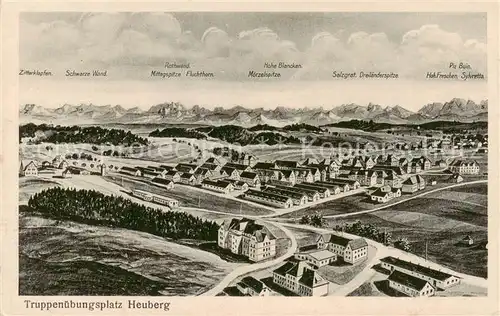 AK / Ansichtskarte  Heuberg__Truppenuebungsplatz_Stetten_akM Gesamtansicht mit Alpenkette aus der Vogelperspektive 