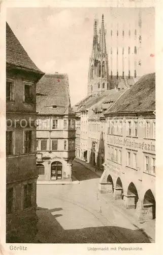 AK / Ansichtskarte  Goerlitz__Sachsen Untermarkt mit Peterskirche 