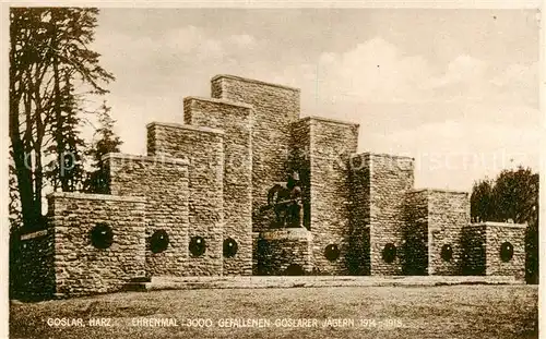 AK / Ansichtskarte 73816782 Goslar Ehrenmal von 3000 gefallenen Goslarer Jaegern 1914-18 Goslar