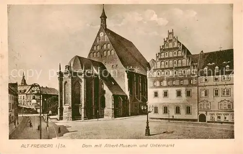 AK / Ansichtskarte  Freiberg__Sachsen Dom mit Albert Museum und Untermarkt 