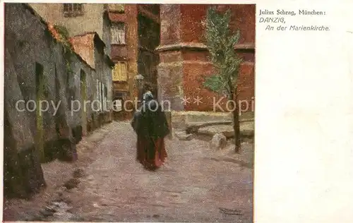 AK / Ansichtskarte 73816907 Danzig_Gdansk_PL An der Marienkirche Kuenstlerkarte 