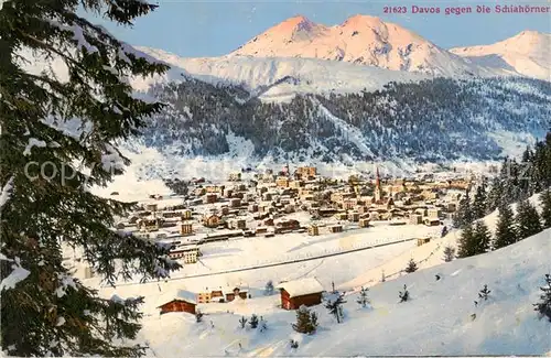 AK / Ansichtskarte Davos_GR mit Schiahoerner Davos_GR