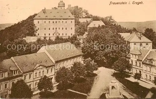 AK / Ansichtskarte  Frauenstein_Sachsen Teilansicht mit Schloss und Burgruine Frauenstein_Sachsen