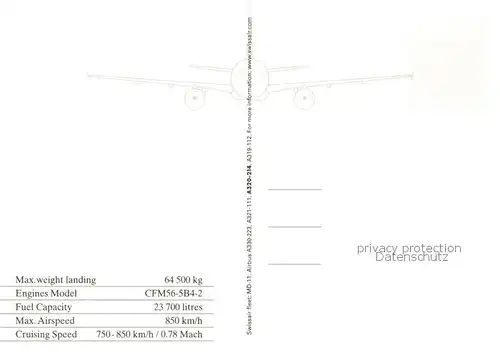 AK / Ansichtskarte  Swissair Airbus A320 