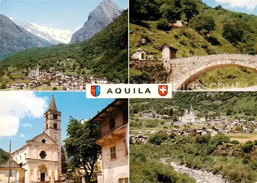 AK / Ansichtskarte Aquila_TI Gesamtansicht mit Alpenpanorama Steinbruecke Kirche Aquila_TI