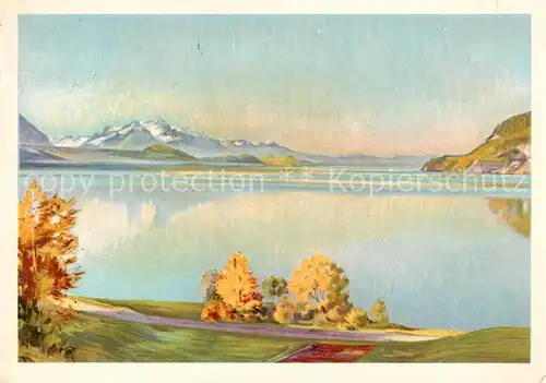 AK / Ansichtskarte Thun_BE Thunersee im Herbst Marcus Jacobi Kuenstlerkarte Thun_BE