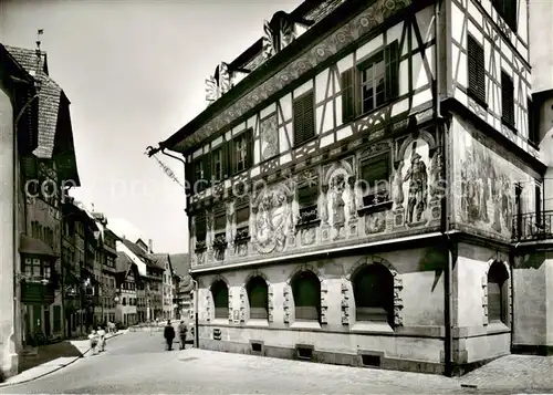 AK / Ansichtskarte Stein_Rhein_SH Rathausplatz Fachwerkhaeuser Altstadt 