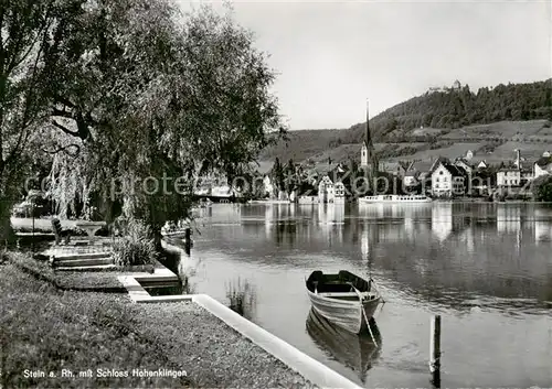 AK / Ansichtskarte Stein_Rhein_SH Uferpartie am Rhein Blick auf Schloss Hohenklingen 