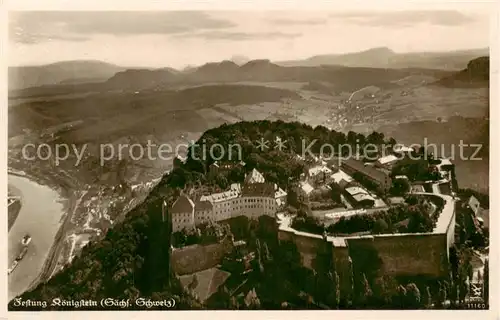 AK / Ansichtskarte  Koenigstein_Saechsische_Schweiz Festung Fliegeraufnahme Koenigstein_Saechsische