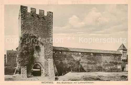 AK / Ansichtskarte  Worms_Rhein Alte Stadtmauer mit Lutherpfoertchen Feldpost Worms Rhein