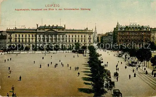 AK / Ansichtskarte  Leipzig Augustusplatz Hauptpost und Blick in den Grimmaischen Steinweg Leipzig