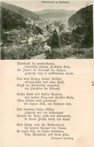 AK / Ansichtskarte  Altenbrak_Harz Panorama Bodetal Gedicht Altenbrak Harz