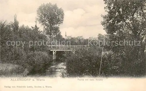 AK / Ansichtskarte  Allendorf_Werra Partie mit katholischer Kirche Allendorf_Werra