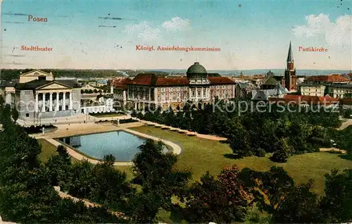 AK / Ansichtskarte  Posen_Poznan Stadttheater Koenigl Ansiedlungskommission Paulikirche Feldpost Posen Poznan