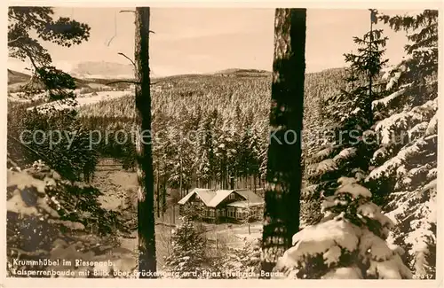 AK / Ansichtskarte 73817465 Krummhuebel_Karpacz_Riesengebirge_PL Talsperrenbaude mit Blick ueber Brueckenberg und Prinz Heinrich Baude 