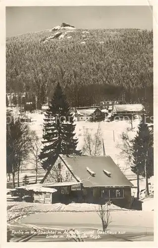 AK / Ansichtskarte  Weissbachtal_Szklarska_Poreba_Riesengebirge_PL mit Abendburgund und Gasthaus zur Linde mit Hochstein 