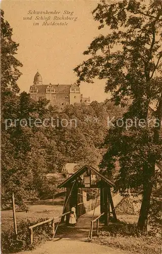 AK / Ansichtskarte 73817511 Rochsburg_Lunzenau Schwankender Steg und Schloss Rochsburg 